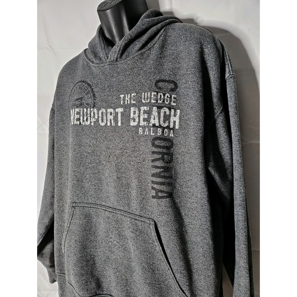 Newport Beach California Vintage Pullover Gray Hoodie Size Large